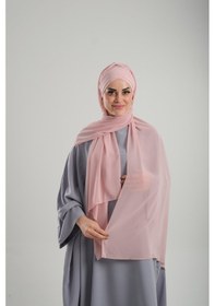 Resim Hürrem Bone Pudra Pratik Hazır Geçmeli Bone Şal Şifon Kendinden Boneli İki Bantlı 1452 06 Pudra 