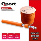 Resim Qport Q-cato2r 500mt Utp Cat6 Outdoor Network Kablo Turuncu 23awg 0.58mm 