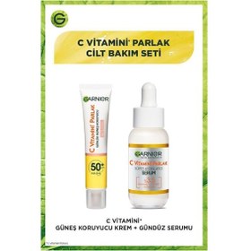 Resim Garnier C Vitamini Parlak Süper Aydınlatıcı Serum 30 ML + Işıltılı Doku Günlük Koruyucu Güneş Kremi SPF50+ 40 ML 