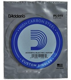 Resim D'Addario PL011 Plain Steel Elektro ve Akustik Gitar Tek Teli - .011 (Aksesuar) | Yüksek Karbonlu Çelik, Berrak Tizler, Üstün Mukavemet ve Hem Elektro Hem Akustik Gitar Uyumu 
