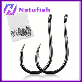 Resim 50 Adet Natufish Balıkçılık Kancası Tutucu, Baitholder Kanca, Tatlı ve Tuzlu Su İçin Yüksek Karbon Çelik Daire Kanca 