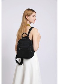 Resim Smart Bags Günlük Küçük Boy Su Geçirmez Krınkıl Kumaş Kadın Sırt Çantası Siyah 