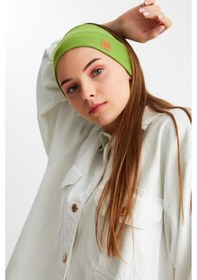 Resim Kadın Pamuklu Kaşkorse, Kaymaz, Terletmez, Ultra Hafif, Spor Saç Bandı Bandana - Tek Ebat / Yeşil Yeşil 