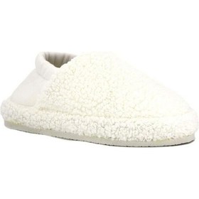 Resim Pofuduk Arkası Lastikli Rahat Panduf Kadın Ev Terliği Yumoş Terlik Ekru 