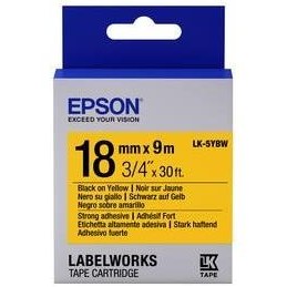 Resim Epson LK-5YBW Güçlü Yapışkanlı Sarı Üzeri Siyah 18mm 9Metre Etiket 