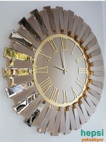 Resim Güneş Golden Jet Bronze Altın Bronz Renk 85 Cm Aynalı Duvar Saati 