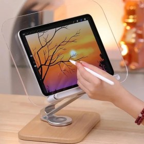 Resim Skygo Profesyonel Kitap Okuma Tutucu Şeffaf Ders Çalışma Sunum Standı iPad ile Uyumlu Çizim Kitap Okuma Katlanabilir Ahşap Tabanlı Ayarlanabilir Tutucu R26 
