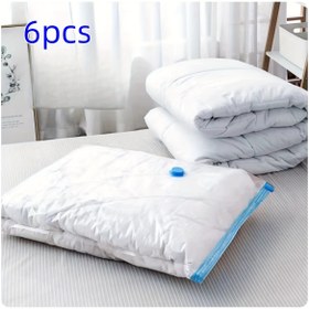 Resim 6'lı Vakum Kapalı Depolama Çantaları, 50.8x71.12 cm, Giysiler, Yastıklar, Yorganlar, Battaniyeler, Yatak Eşyası için Plastik Dikdörtgen Sıkıştırma Çantaları - Uzay Tasarruflu Seyahat Dostu, Zip Kapatma, Güç Gerektirmez 