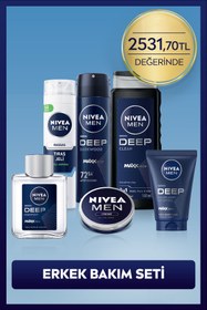 Resim NIVEA MEN Erkek Bakım Çeyiz Seti, Deodorant 150ml, Tıraş Jeli, Losyon, Yüz Temizleme Jeli, Krem, Duş Jeli 