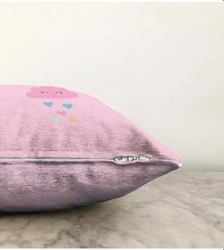 Resim RealHomes Çift Taraflı Pembe Zeminde Pembe Bulutlu Baby Shower Çocuk Odası Raşel Örme Yastık Kırlent Kılıfı, Sonil-K4370p-43x43cm 