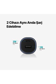 Resim Ttec Şarj Akım Korumalı 48W USB-C+USB Girişli Araç Çakmaklık Şarjı Tüm Araçlarla Uyumlu Araç Şarj 