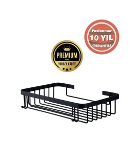 Resim Çelik Banyo Paslanmaz Çelik Taci 1 Li 23x15 Cm Şampuanlık Banyo Rafı Süngerlik Mat Siyah Siyah 