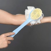 Resim Arka Dakika Pürüzsüz Duş Fırçası - 2'si 1 Arada Çift Renkli Peeling Uzun Saplı Masaj Banyo Fırçası 