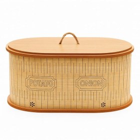 Resim Dekorasyaa 2 Bölmeli Patates Soğanlık - Bambu - Oval - Açık Natural Desen Açık Kahverengi 