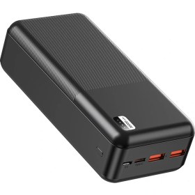 Resim Canpay LED Göstergeli 30000 mAh Powerbank ((PD 22.5W & QC 3.0 Hızlı Şarj Çift USB ve Type-C Çıkışlı)) Siyah 