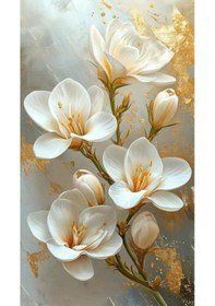 Resim Altın Zambaklar Rulo Tuval Üzeri Canvas Baskı Premium Çözünürlük, Çerçevesiz 