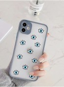 Resim mooodcase Iphone 11 Uyumlu Füme Kamera Lens Korumalı Nazar Gözler Desenli Lüx Telefon Kılıfı 