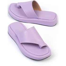 Resim Shoetek Marivya Kadın Terlik Parmak Arası Lila Deri Lila 