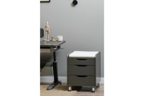 Resim Creo Mobili Home Ofis Tekerlekli Keson, Oturum Minderli - Taşıma kap. 100kg, Antrasit/Beyaz - Sirius 