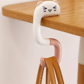 Resim 1 Adet Taşınabilir Çanta Askısı - Sevimli Kedi Desenli Sağlam Masa Üstü Kanca, Hafif ve Kompakt El Çantası Düzenleyici - Mutfak, Ofis, Yemek Masası İçin Çantaları Temiz ve Elin Altında Tutun 