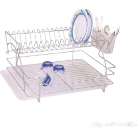 Resim Özbience Çift Katlı Metal Bulaşıklık, Şık ve Pratik Mutfak Gereci 