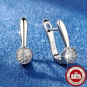 Resim 1 çift S925 gümüş moda, retro, zarif trend, hafif lüks, şık, parlak, sentetik zirkonla kaplı, yuvarlak sentetik zirkonya, yıldızlı gökyüzü, geometrik, yüksek tasarım, yaratıcı tasarım, niş karakter, INS tarzı 