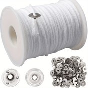 Resim 60.96 metre Örgülü Mum Fitili Rulo, 24 Katman, Dumanlı Olmayan ve Daha Uzun Yanma Süresi, 100 Metal Destek Sayfası, DIY Mum Yapım Seti 