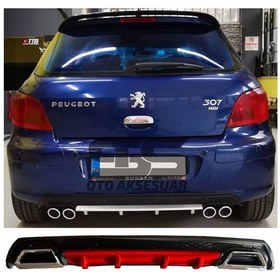 Resim Peugeot 307 Difüzör Arka Tampon Eki 2 Egzoz Çıkışlı Kırmızı Lüx T 