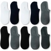 Resim çorapmanya 10 Çift Erkek Çok Renkli Bambu Görünmez (sneaker) Spor Ayakkabı Çorabı 