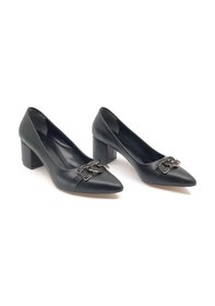 Resim Feles Zincir Toka Detaylı Stiletto Kadın Topuklu Ayakkabı Siyah 