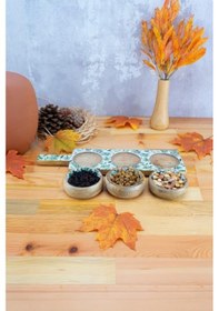 Resim Bambum Kangura - Mango Ağacı 4 Parça Çerezlik Sunumluk Yaprak Desen Ahşap 