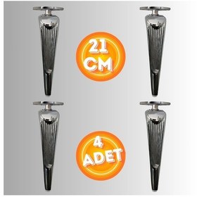 Resim 21 Cm Metal Klas Koltuk Ayağı Mobilya Ayağı Ünite Ayağı Konsol Ayağı Puf Berjer Ayağı 4 Adet Krom 