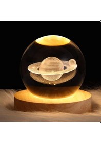 Resim Saturn Işıklı Cam Küre Cap 6 Cm Kod 59 Açık Kahverengi 