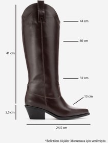 Resim LuviShoes ANIA Kahverengi Cilt Hakiki Deri Kadın Western Çizme 