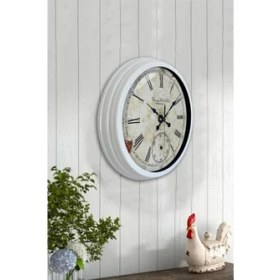 Resim Bahat Tedarik Salon Ofis Duvar Saati Beyaz Alüminyum Metal Çerçeve 40 cm 