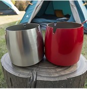 Resim Chuangyinshop 2 Adet Şık Ve Modaya Uygun Silvery Red Paslanmaz Çelik Kül Tablası Ev Kafe Otel Rüzgar Korumalı 