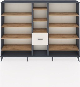 Resim Arges Dolap 11 Raflı 3 Çekmeceli 220x30x163 Antrasit-çam/aytaşı Atlas Çam/aytası - Antrasıt 