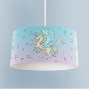 Resim MASAL ODAM BEBEK VE ÇOCUK ODASI Uçan Unicorn Desenli Avize 