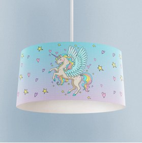 Resim MASAL ODAM BEBEK VE ÇOCUK ODASI Uçan Unicorn Desenli Avize 