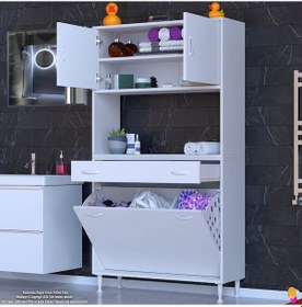 Resim Modilayn Arda 90x173x32,5 Cm 1 Çekmece 3 Göz Sepetli Ve 3 Raf Akıllı Dolap İle Dağınıklığa Son Beyaz 