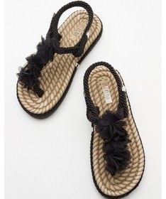 Resim Luvishoes Santra Siyah Parmak Arası Kadın Sandalet Siyah 