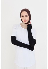 Resim Hürrem Bone Siyah Tesettür Parmak Geçmeli Kolluk Viskon Düz 1024 01 Siyah 