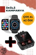 Resim QÜMÜŞ Watch 7 Seri Akıllı Saat + M88 Bluetooth Kulaklık Fırsat Paketi Samsung Galaxy M13 Uyumlu 