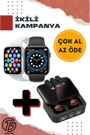 Resim QÜMÜŞ Watch 7 Seri Akıllı Saat + M88 Bluetooth Kulaklık Fırsat Paketi Casper Via F30 Uyumlu 