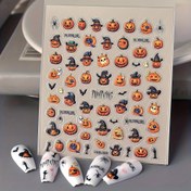Resim 1'li Paket (1 Adet) Kendinden Yapışkanlı Halloween & Noel Tırnak Çıkartmaları - Yapıştırıcı Gerekmez, Kolay Uygulama ve Çıkarılma - Mat Bitişli Balkabağı, Cadı, Yarasa, Kafatası Desenleri - Halloween, Noel, Sonbahar Tırnak Sanatı İçin - Yeni Başlayanlar ve Profesyoneller İçin Mükemmel, Halloween Aksesuarları, Şenlikli Manikür, Ürkütücü Tırnak Tasarımları, Kabartmalı Grafikler 