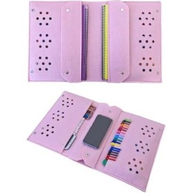 Resim 4 Bölmeli A4 Boyutunda Keçe Kalemlik Ve Tablet Organizer Çanta - Pembe 124-Pembe 