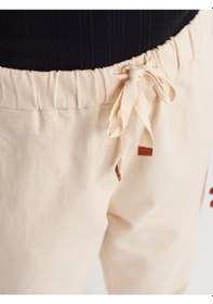 Resim Dilvin 72127 Beli Lastikli Pamuklu Pantolon-ekru Ekru 