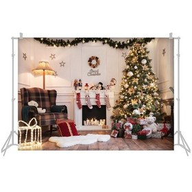 Resim Hombey Noel Temalı 2.1x1.5m Fotoğraf Arka Planı Poliester, W-2700 Modeli 
