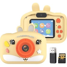 Resim Gajeena H9s Çocuklar İçin 1080p Çift Kameralı Dijital Fotoğraf Makinesi, 8x Zoom, 32gb Tf Kart, Usb Bağlantı, Bej Renk 
