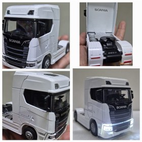 Resim Diecast Model Araç 12 Cm Scania V8 R730 Metal Çekici Oyuncak Tır 